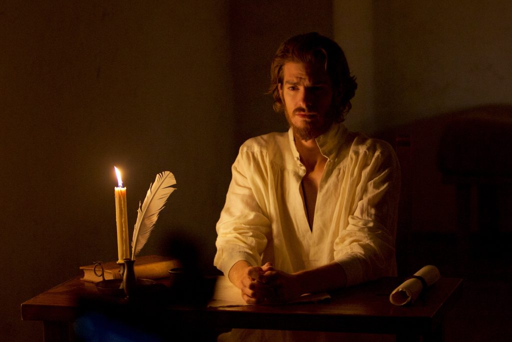 Andrew Garfield as Father Sebastião Rodrigues in SILENCE.